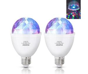 Aigostar Luces Discoteca LED,Bombilla LED E27 Giratoria 360º,Cambio de Color RGB, Luz Estroboscópica 3W, Lámpara Decorada para Fiesta,Bar,Boda,Navidad,Coche,Festival, Cumpleaños,Pack De 2
