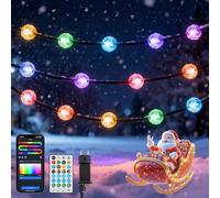 Aigostar Luces Navidad(Bolas) RGBIC Inteligente, Guirnalda Luces LED con 5M 33LEDs, Control por Segmentos DIY de Color, Music Sync, 39 Modos Dinámicos, IP44 Impermeable para Interior y Exterior