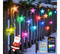Aigostar Luces Navidad(Estrellas) RGBIC Inteligente, Guirnalda Luces LED con 10M 66LEDs, Control por Segmentos DIY de Color, Music Sync, 39 Modos Dinámicos, IP44 Impermeable para Interior y Exterior