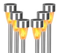 Aigostar - Luces solares de exterior llama 6 unidades, iluminación realista con antorchas encendidas, IP44 impermeable linternas solares, lámparas solares de jardín para decoración, césped, patio o