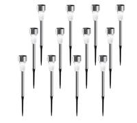 Aigostar Luces Solares Jardín 12 Pcs: 6500K Fría Blanca Luz Solar Jardin - IP44 Impermeable para Jardín/Césped/Pasillo/Patio