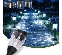 Aigostar Luces Solares Jardín 12 Pcs: 6500K Fría Blanca Luz Solar Jardin - IP44 Impermeable para Jardín/Césped/Pasillo/Patio