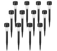 Aigostar Luces Solares Jardín 12 Pcs: Lamparas Solares Jardín 6500K Luz Blanca Fría - IP44 Impermeable, para Pasillo, Césped, Patio