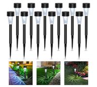 Aigostar- Luces Solares LED Exterior Jardin, Luz Fría 6500K, IP44 Impermeable, Luz Solar de Césped Exterior Jardin para Terraza, Patio, Pasillo. 12 Uds