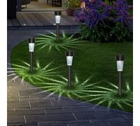 Aigostar- Luces Solares LED Exterior Jardin, Luz Fría 6500K, IP44 Impermeable, Luz Solar de Césped Exterior Jardin para Terraza, Patio, Pasillo. 12 Uds