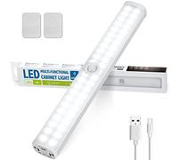 Aigostar Luz Armario con Sensor de Movimiento Recargable Luces LED Cocina Bajo Mueble 3000mAh Luz Nocturna Escaleras Pasillo Iluminación Automatica Lámpara 6500K Blanca Fria