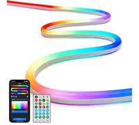 Aigostar Luz de Neon LED RGBIC 5M, Sincroniza con Música, Control por Segmentos vía APP, 39 Efectos, IP44, para Fiestas y Hogar
