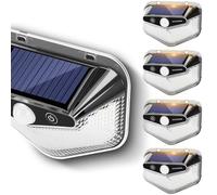 Aigostar Luz Solar Exterior 4 Unidades, 3 Modos, 270° Súper Brillante,Focos Led Exterior Solares con Sensor de Movimiento, IP65 Impermeable luces Solares para Jardín,Patio,Garaje,6500K