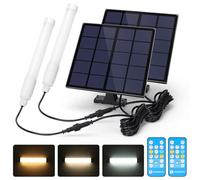 Aigostar Luz Solar Exterior 50W, 2 Pack, Lámpara Solar Exterior con mando a distancia, Tubo Solar T8, IP65 regulable: 3000K/4000K/6500K.Luces Solares con cable de 3 m