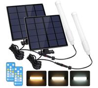 Aigostar Luz Solar Exterior 50W 500LM con Mando a Distancia, Tubo T8, IP65 Regulable: 3000K/4000K/6500K, Cable de 3m, 2pcs