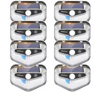 Aigostar Luz Solar Exterior,8 Paquete, 3 Modos, 270° Súper Brillante,Focos Led Exterior Solares con Sensor de Movimiento, IP65 Impermeable luces Solares para Jardín,Patio,Garaje,6500K