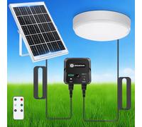 Aigostar Luz Solar Exterior con Sensor 70W Plafón LED Techo Solar Interior con Caja de Almacenamiento de Energía, Mando a Distancia, IP65 Impermeable, Cable de 8m, Ajustable 6500K