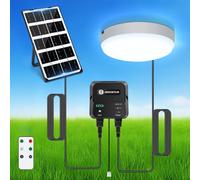 Aigostar Luz Solar Interior Exterior 35W Plafón LED Techo Solar con Caja de Almacenamiento de Energía, Mando a Distancia, IP65 Impermeable, Cable de 8m, Ajustable 6500K