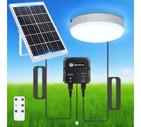 Aigostar Luz Solar Interior Exterior 70W Plafón LED Techo Solar con Caja de Almacenamiento de Energía, Mando a Distancia, IP65 Impermeable, Cable de 8m, Ajustable 6500K