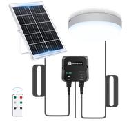 Aigostar Luz Solar Interior Exterior 70W Plafón LED Techo Solar con Caja de Almacenamiento de Energía, Mando a Distancia, IP65 Impermeable, Cable de 8m, Ajustable 6500K