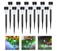 Aigostar- Luz Solares Exterior Jardin, Luz Fría 6500K, IP44 Impermeable, Luces LED Solar de Césped Exterior Jardin para Terraza, Patio, Pasillo. 12 Uds