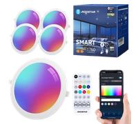 Aigostar Mesh 18W Downlight LED Techo Emportrable Inteligente, Focos Empotrada Bluethooth Mesh Compatible con Alexa, 1760LM RGB y Blanco 2700-6500K, con Control Remoto, IP44, Ф200-220mm, 4 Uds