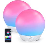 Aigostar Mesh - Lámpara de Mesa Inteligente Bluetooth Mesh, Control de Capas de Color Lampara Inteligente, Luz de Noche LED Táctil Regulable RGB+CCT, Compatibles con Alexa para dormitorio salón, 2Uds