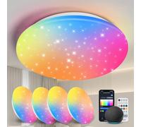 Aigostar Mesh- Plafon LED Techo Bluetooth Mesh, 18W, 2000LM, 3000K-6500K y RGB regulable, IP44, Φ35CM, Plafón LED Inteligente Compatible con Alexa, Lampara Techo Alexa para Salon/Dormitorio, 4Uds
