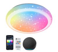 Aigostar Mesh- Plafon LED Techo Bluetooth Mesh, 24W, 2650LM, 3000K-6500K y RGB regulable, IP44, Plafón LED Inteligente Compatible con Alexa, Lampara Techo LED para Salón/Dormitorio/Cocina/Baño, Φ39CM