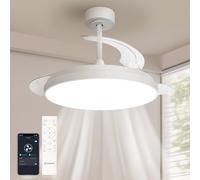 Aigostar Mesh - Ventilador de Techo con luz Inteligente con Aspas Retráctiles, LED 50W + DC 28W - APP/Mando, CCT Regulable 2700K-6500K, Silencioso, Temporizador, Función Invierno/Verano (106cm)
