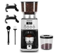 Aigostar Molinillo de Café Eléctrico, 52 Ajustes de Molido Molinillo Café de Cono, Grinder Electrico Para Café Espresso, Moledor Profesional con Pantalla Lcd Digital Precisa, Acero inoxidable, Plata