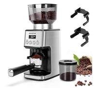 Aigostar Molinillo de Café Eléctrico, 52 Ajustes de Molido Molinillo Café de Cono, Grinder Electrico Para Café Espresso, Moledor Profesional con Pantalla Lcd Digital Precisa, Acero inoxidable, Plata