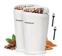 Aigostar Molinillo de Café Eléctrico con Cuchillas Acero Inoxidable, Molinillos de Especias Semillas, Capacidad 60gr con Cepillo para Limpieza, Molinillo Cafe Electrico Portátil, 150 W, Blanco 2 Pcs