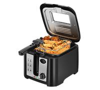 Aigostar Olivia - Freidora con capacidad de 2,5 L, 1650 W, libre de BPA, con ventana transparente, control de temperatura e indicador, negra
