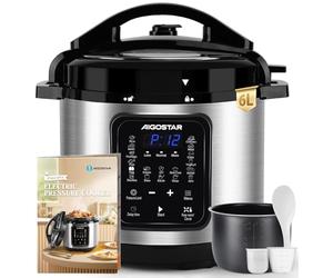 Aigostar Olla Eléctrica Programable Multifunción 6 litros, 18 Menús, Programable 24 horas, Panel LED Táctil, Recipiente Antiadherente, Temperatura & Presión ajustable, 1000W, Incluye Recetario a Color