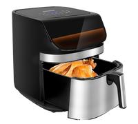 Aigostar OmniCook - Freidora de Aire XXL 8.8L Air Fryer 2200W, Doble Resistencia, 55% Menos Energía, Air Fryer con 13 Programas, Acero Inox Interior, Pantalla Táctil y Ventana, Comunidad Recetas, Negr