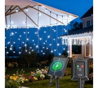 Aigostar Pack 2 Guirnaldas Solares Exterior 3M+5M*0.4M 100 LED/Luces Solares LED Exterior Jardín Tipo Lluvia de Hielo/ 8 Modos Memoria/ IP65 Impermeable/Luz Blanca Fría para Terraza Balcón Jardín