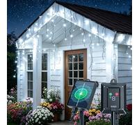 Aigostar Pack 2 Guirnaldas Solares Exterior 3M+5M*0.6M 100 LED/Luces Solares LED Exterior Jardín Tipo Cascada de Hielo/ 8 Modos Memoria/ IP65 Impermeable/Luz Cálida para Terraza Balcón Jardín
