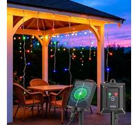 Aigostar Pack 2 Guirnaldas Solares Exterior 3M+5M*0.6M 100 LED/Luces Solares LED Exterior Jardín Tipo Cascada de Hielo/ 8 Modos Memoria/ IP65/ Luz Multicolor para Terraza Balcón Jardín Fiestas