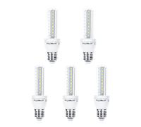 Aigostar - Pack de 5 Bombillas LED T3 2U de 8 watios, casquillo gordo (E27), 640 lumen y luz fria (6400K) [Clase de eficiencia energética A+]