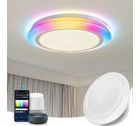 Aigostar Plafon LED Techo Alexa, 27W, 2760LM, 3000K-6500K, IP44, Plafón LED Inteligente Compatible con Alexa y Google Home, Lampara Techo Regulable para Salón/Dormitorio/Cocina/Comedor/Baño, Φ40 cm