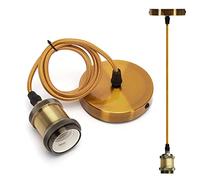 Aigostar Portalámpara de Metal Para Colgar Lámparas,Vintage Retro Lámpara Colgante Portalámpara de E27 con Cable,Péndulo de 100 cm,Ideal para iluminación de Techo,Bronce