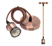 Aigostar Portalámpara de Metal Para Colgar Lámparas,Vintage Retro Lámpara Colgante Portalámpara de E27 con Cable,Péndulo de 100 cm,Ideal para iluminación de Techo,Cobre rojo
