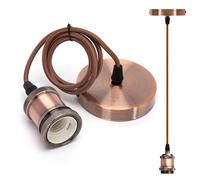 Aigostar Portalámpara de Metal Para Colgar Lámparas,Vintage Retro Lámpara Colgante Portalámpara de E27 con Cable,Péndulo de 100 cm,Ideal para iluminación de Techo,Cobre rojo