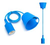 Aigostar Portalámparas Colgante de Plástico E27,100cm Cable con Soporte de Techo,Accesorios de La Lámpara DIY,Azul