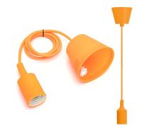 Aigostar Portalámparas Colgante de Plástico E27,100cm Cable con Soporte de Techo,Accesorios de La Lámpara DIY,Naranja
