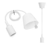 Aigostar Portalámparas Colgante de Plástico E27,100cm Cable con Soporte de Techo,Accesorios de La Lámpara DIY,Blanco