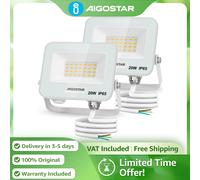 Aigostar Proyector LED 20W 1650LM IP65 | Luz Natural 4000K de Seguridad (Pack de 2) BLANCO