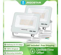 Aigostar Proyector LED 30W 2450LM IP65 | Luz Natural 4000K de Seguridad (Pack de 2) BLANCO