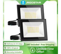 Aigostar Proyector LED 30W 2700LM IP65 | Luz Natural 4000K Interior/Exterior (Pack de 2) Negro