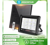 Aigostar Proyector Solar 200W con Mando | Indicador de Batería IP65 | Luz Fría 6500K para Jardín y Garaje