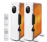 Aigostar Radiador de Aceite de 13 Elementos, 2500 W, Pantalla de Control LED, Temporizador de 24h, Mando a Distancia, 3 Modos con Función Eco, Silencioso, Para Estancias de Hasta 25 ㎡, 2 Unidades Snug