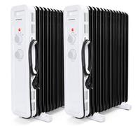 Aigostar Radiador de Aceite de 2500 W, 13 Elementos, 3 Niveles de Potencia, Termostato Ajustable y Función de Apagado Seguro, Protección Antivuelcos, Recomendado para Estancias de 25 ㎡, 2 Unidades
