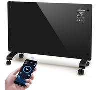 Aigostar Radiador Electrico Bajo Consumo Silencioso, Conexión Wi-Fi, 2000 W | Convector Eléctrico de Vidrio Ultra Fino, 3 Modos y ECO, Temporizador de 24 Horas, Pantalla LED Táctil, Pared o Suelo, Helen