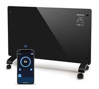 Aigostar Radiador Electrico Bajo Consumo Silencioso, Conexión Wi-Fi, Pantalla Táctil LED, Convector Eléctrico Panel de Vidrio Ultra Fino, Temporizador de 24H, 3 Modos y ECO, Temperatura Ajustable
